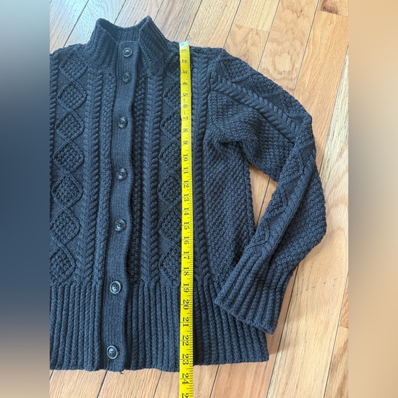 LL Bean Signature Fisherman Cardigan Cable Sweater Gray Women’s Sz L Reg 507594 - Picture 12 of 13